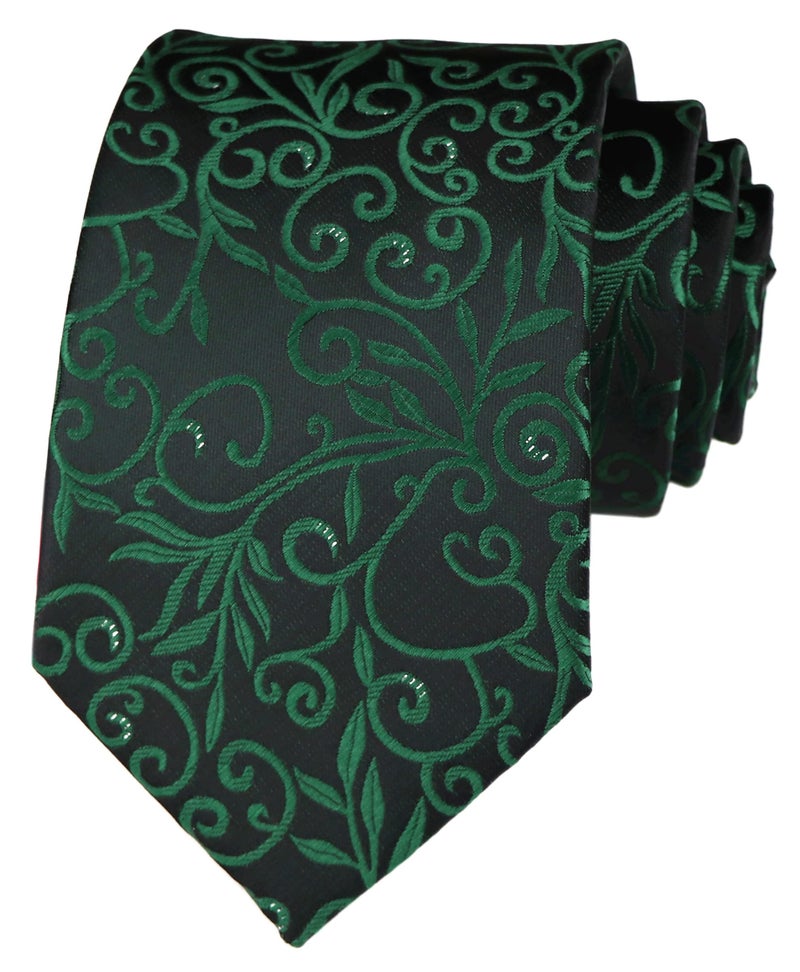 Ctskyte Men Classic Dark Green Silk Tie Assorted Dress Skinny Necktie Gift for Birthdays - Image 1